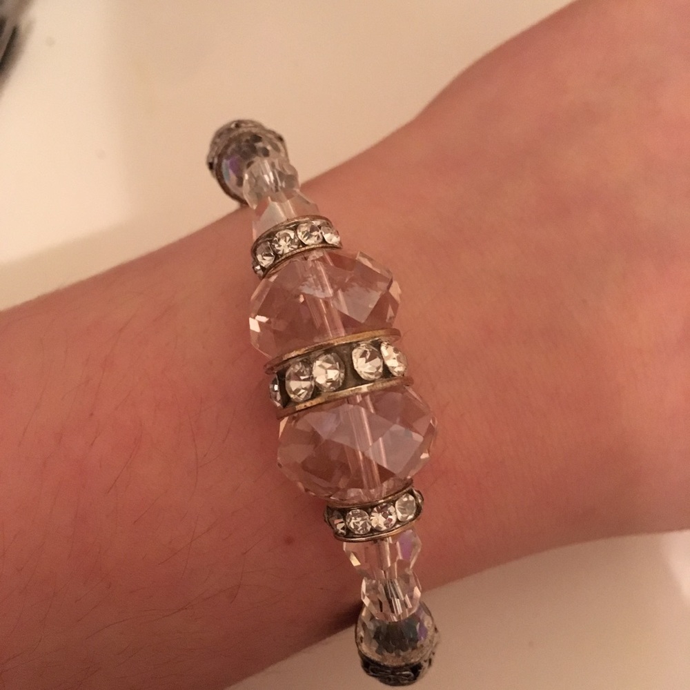 Pink and Clear Bead Bracelet